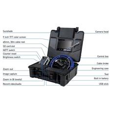 UKIC Drain Inspection Camera System with 9 inch Screen and 512Hz Sonde Transmitter