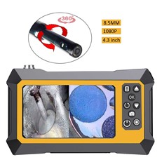 Dual Lens Inspection Endoscope 360 Degree Rotating 8.5mm Waterproof HD Borescope Camera 4.3inch Screen