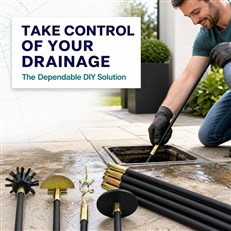 10 Piece Drain Unblocking Rod Kit Flexible Double Screw Sewer Rod Set with Scraper, Brush, Plunger and Worm Screw