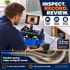 Drain-Tek 12.8mm Drain Pipe Plumbing CCTV Inspection Camera with 12.8mm Head and 30m Reel