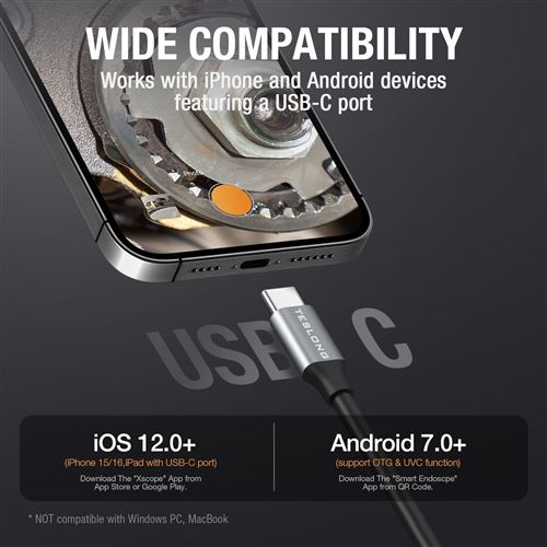 Two-Way Articulating Endoscope Inspection Camera – USB-C Borescope for ...